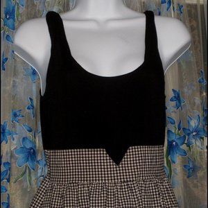 One Piece Womans BLACK WHITE PLAID Sleeveless Dress AMERICAN RAG CIE 1984 Sz M